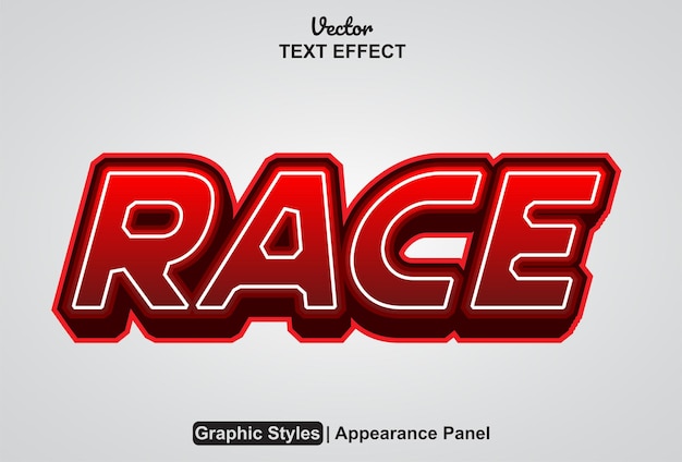 Race text effect with graphic style and editable
