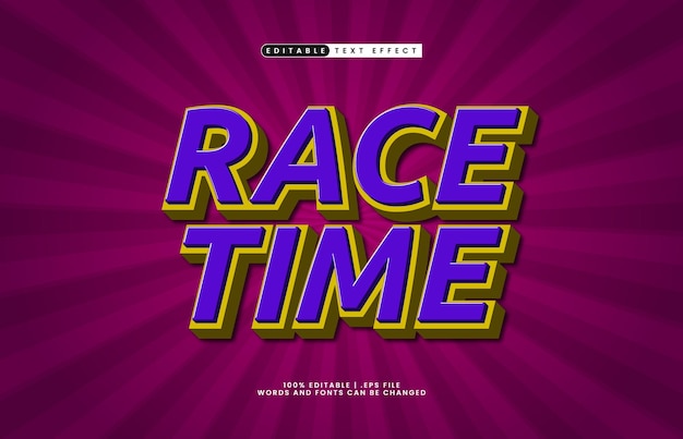 race time editable text effect with a game and kids text style