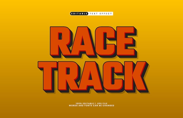 race track editable text effect in 3d style