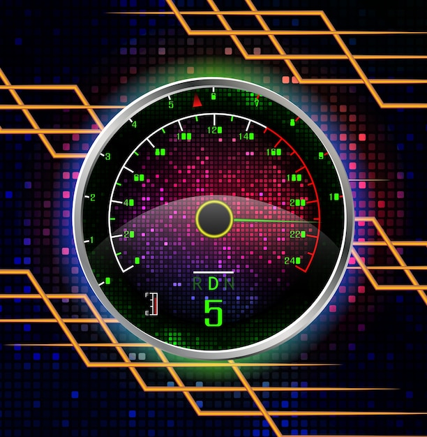 Racing car Speedometer concept with abstract background
