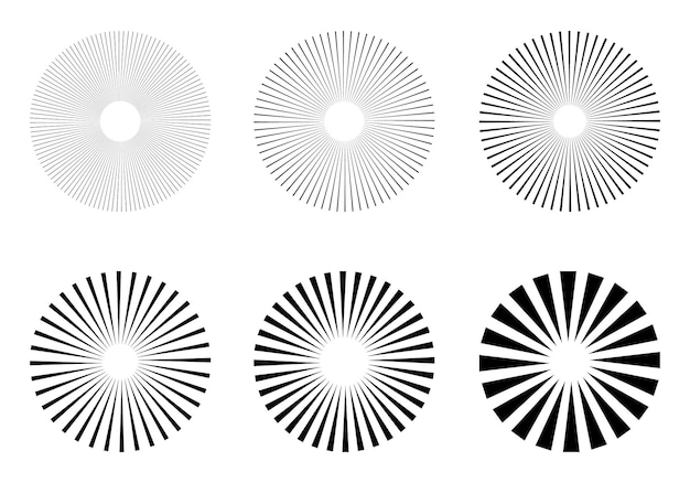 Radial sun burst Blackwhite round sunburst icons Sun burst Vector illustration Sun rise light