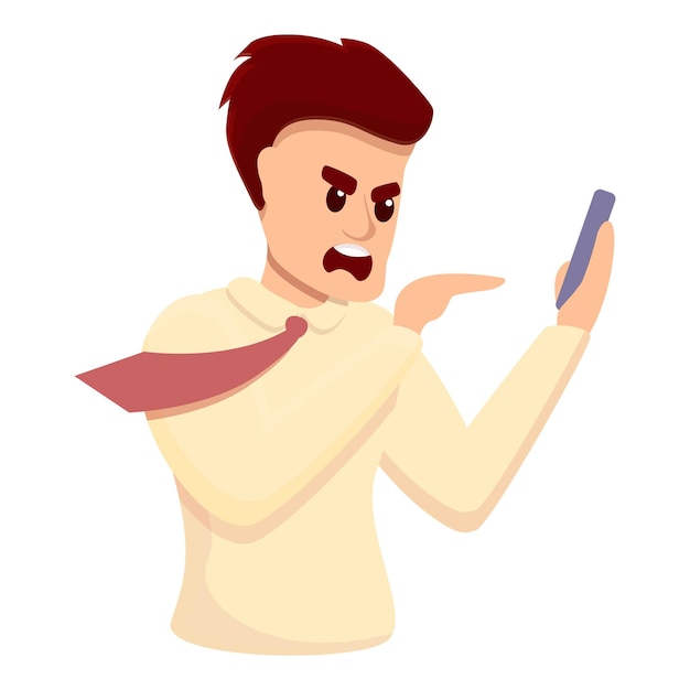 rage man smartphone icon cartoon of rage man smartphone vector icon for web design isolated on white background