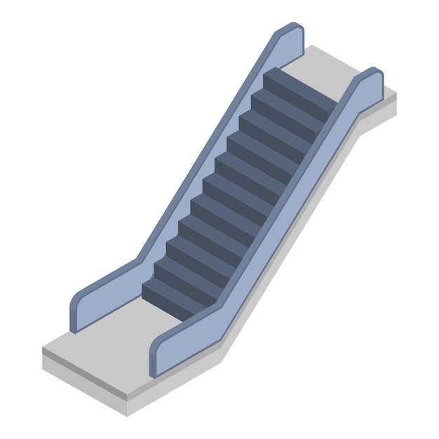 Railway escalator icon Isometric of railway escalator vector icon for web design isolated on white background