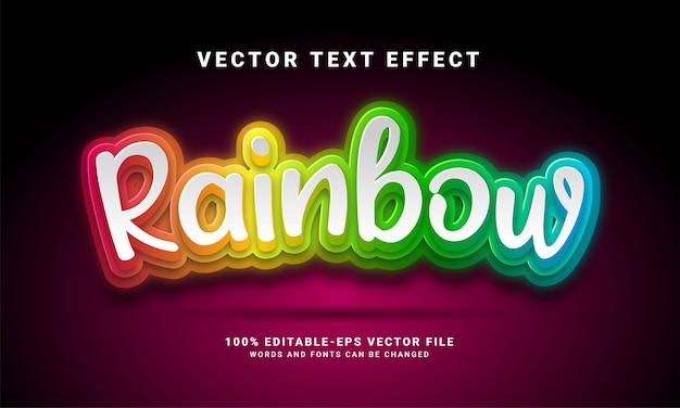 rainbow 3d text effect. editable text style effect with colorful theme.