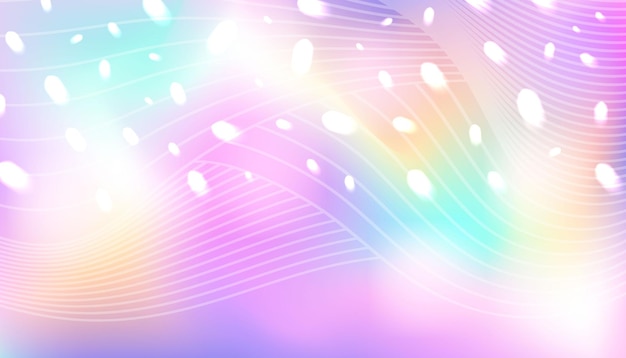 Rainbow holographic mesh banner background stock vector illustration in neon kawaii style