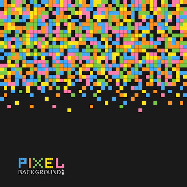 rainbow pixel on a black background colored mash squares digitale geometric style mosaic grid vector