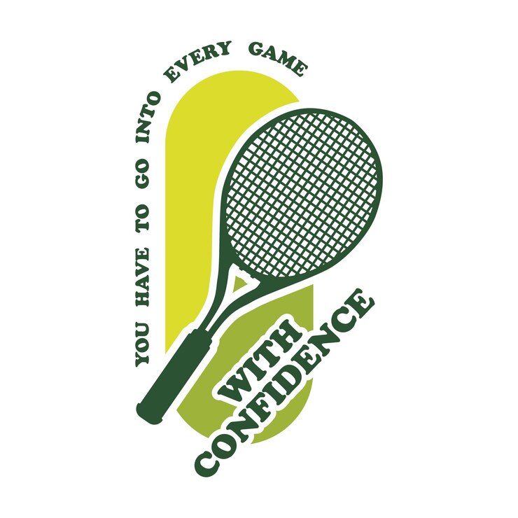 Vektör raket ve slogan şablonu ile tenis logosu