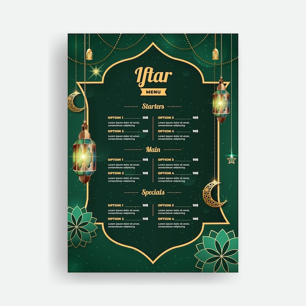Ramadan iftar menu design and iftar party print template