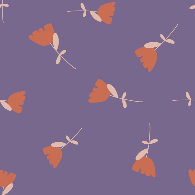 random orange simple flowers silhouettes seamless pattern.