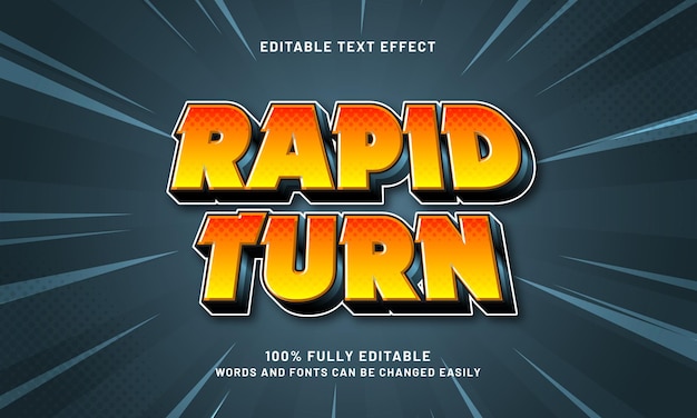 rapid turn editable text effect with a speed and flash theme