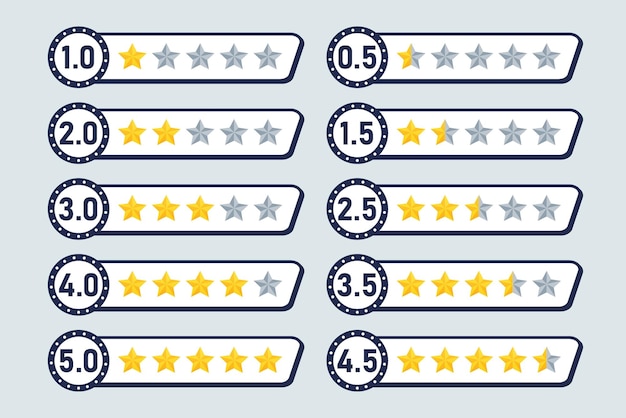Rating stars five review icon symbol quality of product service in customers feedback rate template