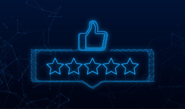 Rating stars plexus sign. User reviews, rating, classification concept. Enjoying the app.