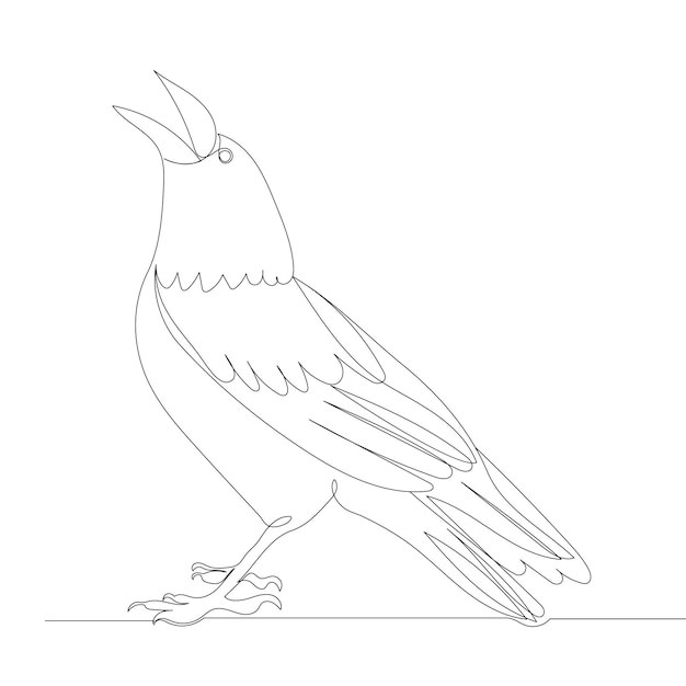 raven continuous line drawing sketch vector