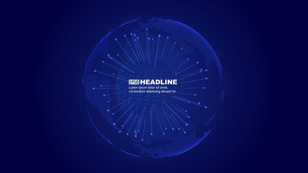 Ray around the dot sphere Internet technology big data vector background