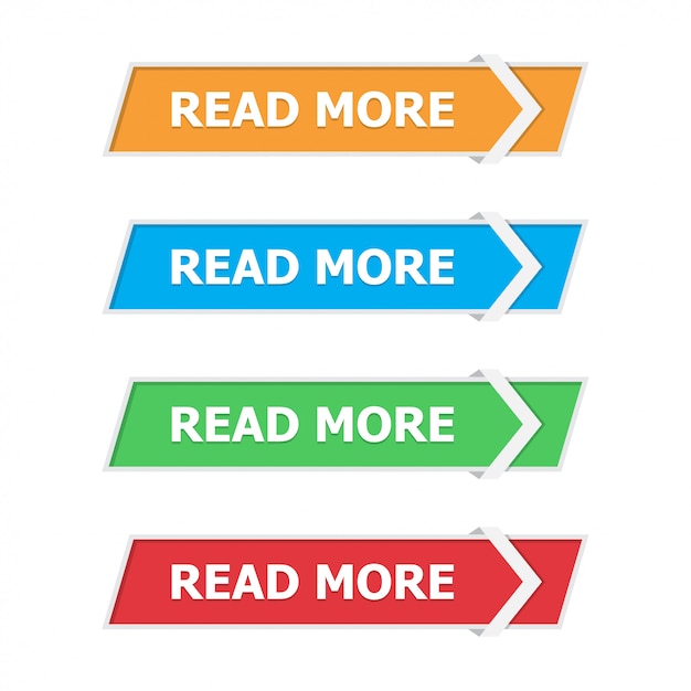 read more buttons set in a flat with arrow on white 