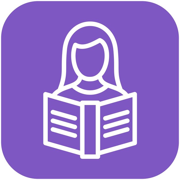Reader Female vector icon illustration of Literature iconset