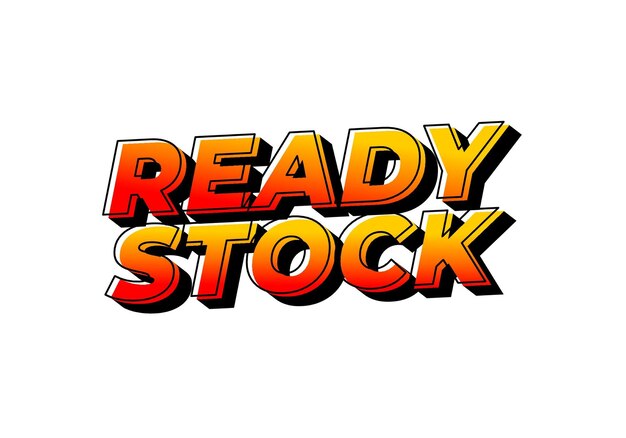 Ready stock Text effect in 3 dimension style in yellow red color