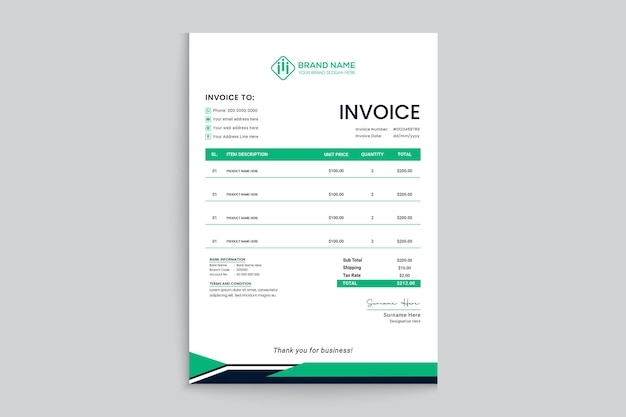 Real estate invoice design