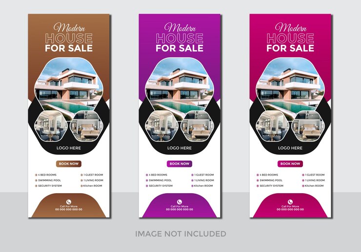 real estate roll up banner Dream house gradient vertical banners signage standee banner design templ