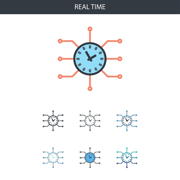 Real time concept all styles simple icon shape. Simple flat illustration. Real time concept symbol line design from Augmented reality set. Can be used for web UI/UX