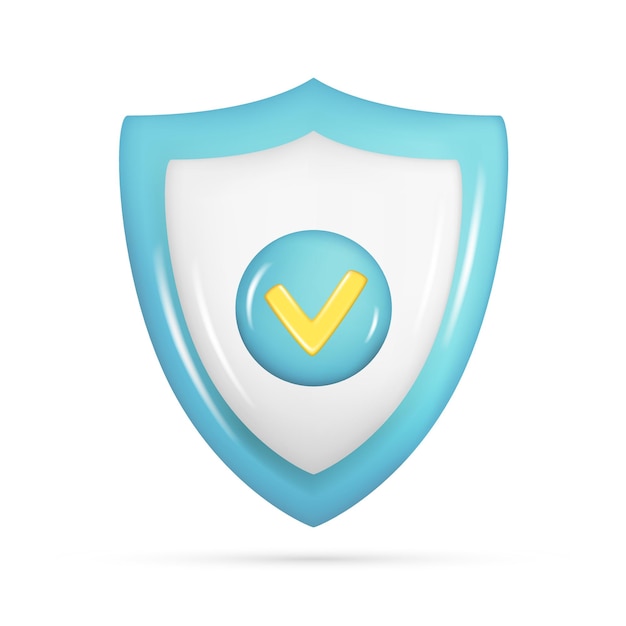 realistic 3d blue security safe icon with checkmark customer 3d glossy guaranteed protection symbol quality protected shield emblem vector illustration isolated on white background