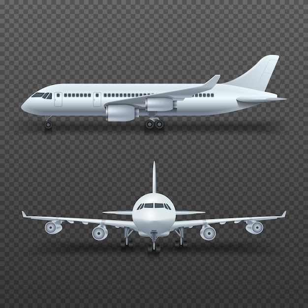 Realistic 3d detail airplane, commercial jet isolated illustration.