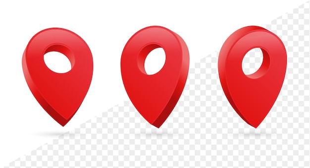 Realistic 3d location icon map pointer pin symbol in modern 3d rendering icons