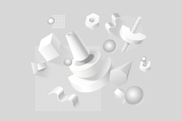 Realistic 3d white geometric background