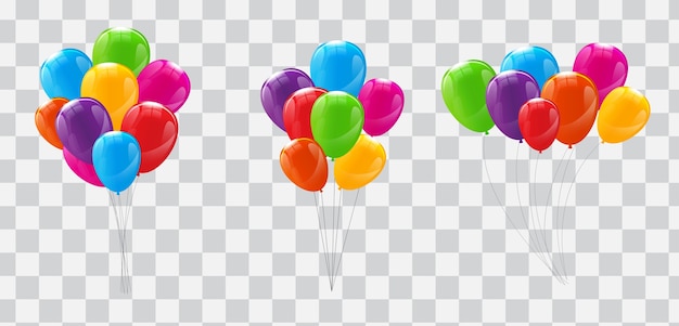 Realistic Balloon Collection Set Isolated