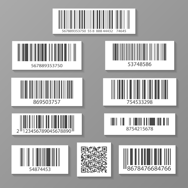 Realistic barcode icon set