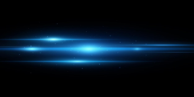 Realistic blue light effect isolated on dark transparent background Horizontal bright flash with beams and sparks Explosion with abstract lights Vector illustration