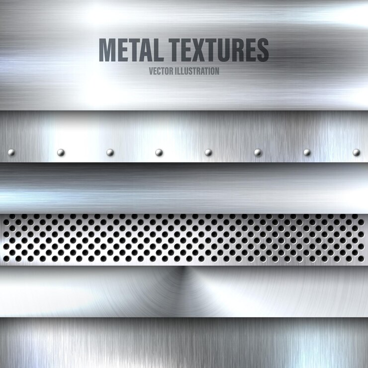 Vektör realistic brushed metal textures set polished stainless steel background vector illustration