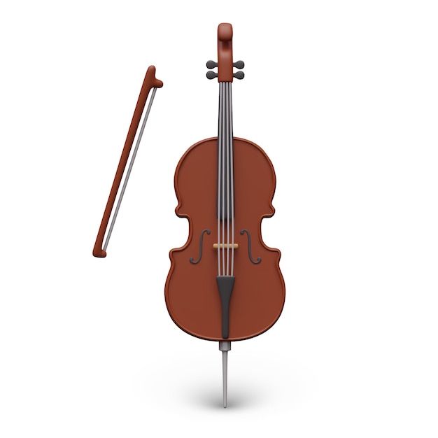 Realistic cello bow on white background Classical musical string instrument