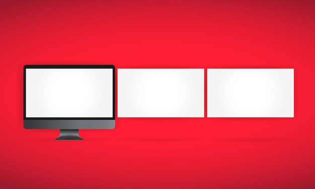 Realistic computer monitor in front view