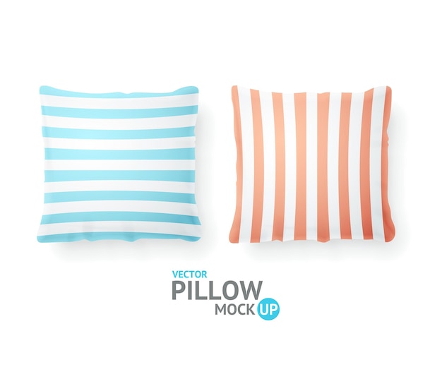 Realistic Detailed 3d Template Blank White Pillow Mock Up Set Vector