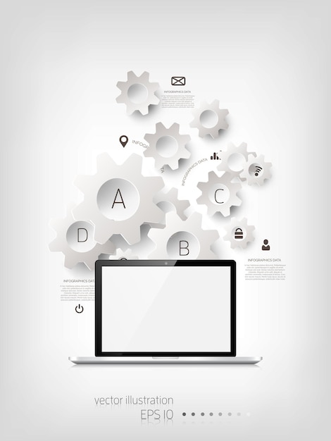 Realistic detailed flat laptop vector