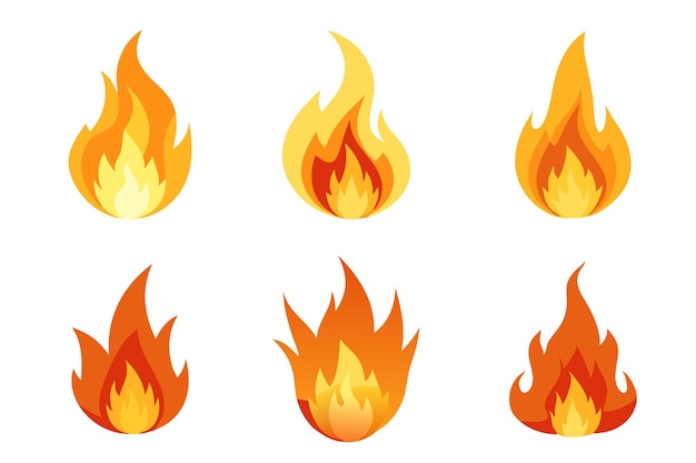 realistic fire flame effects isolated flat vector illustration white background