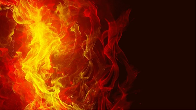 Realistic flames frame background template