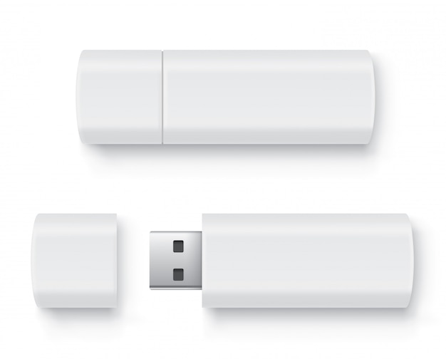Realistic flash drive, open and closed.