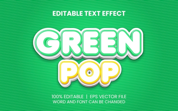 Realistic green pop editable text effect template