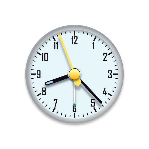 Realistic illustration of wall clock. Monitor the time.
