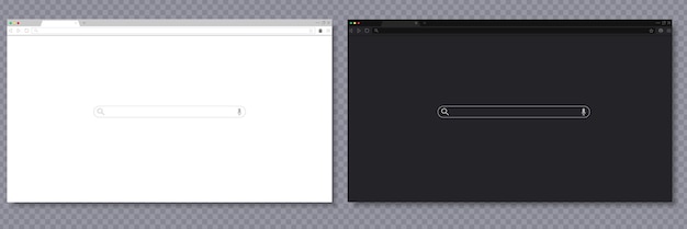 Realistic light and dark browser window mockup with search bar for web design and UI UX presentations Browser mockup dark and light Web design interface Search bar template UI UX mockup