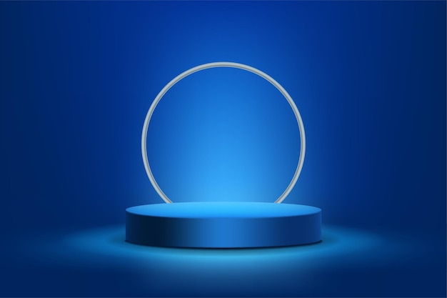 Realistic presentation pedestal with round frame