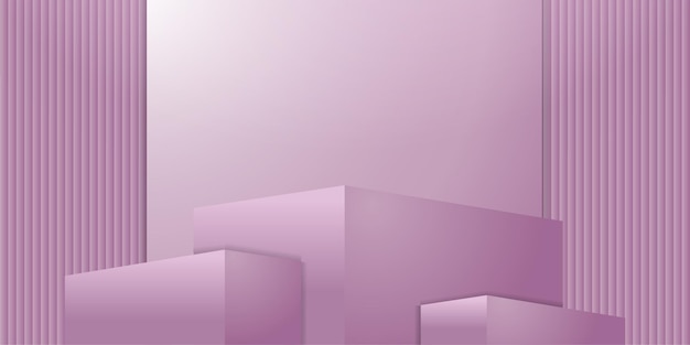 Realistic purple 3D box stand podium copy space background Pastel minimal scene for products stage