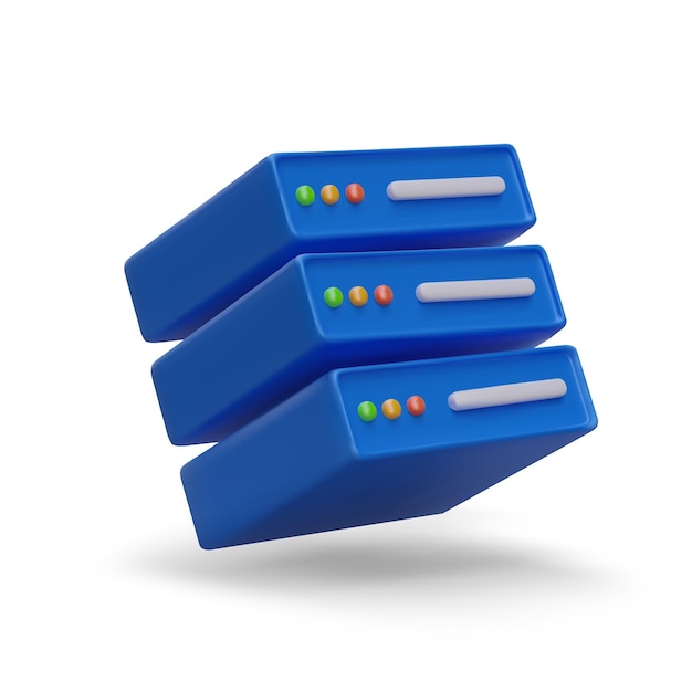 Realistic rack server system side view Safe storage of information data backup
