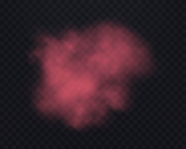 Realistic red smoke or haze on a transparent background Magic fog vapor Vector illustration