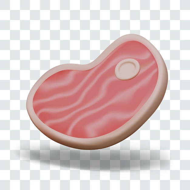 Realistic red steak in cartoon style Piece of raw meat ingredient for hot dishes