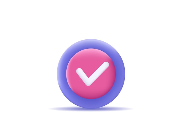 realistic rounded check mark icon 3d vector