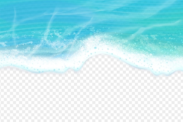 realistic sea wave top view ocean soapy blue waves down border aerial background transparent coast marine foam natural lake beach water coastline travel exact vector illustration