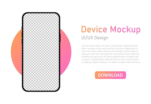 Realistic smartphone mockup with blank screen. Interface UI and UX design. Modern design.